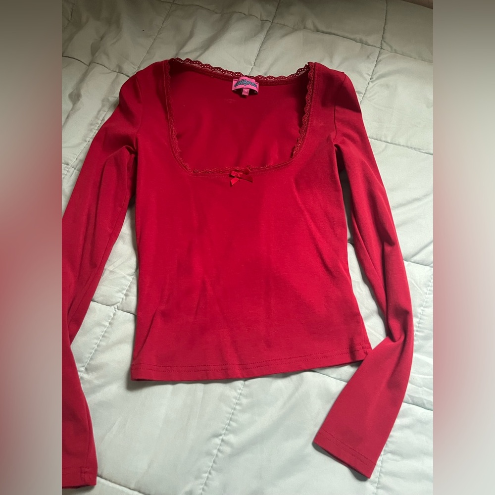 Lace trim square neck top